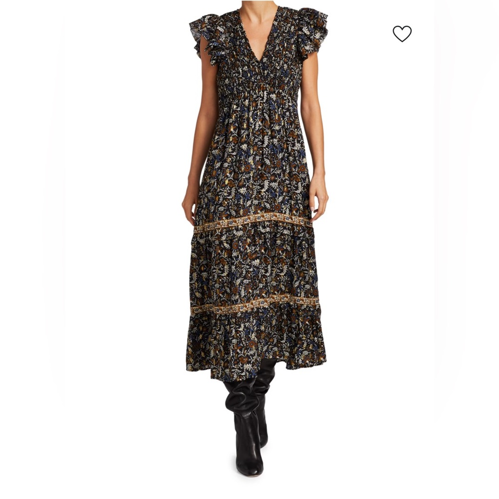 SEA Walker Flutter-Sleeve Floral Maxi Dress Size 8 NWT